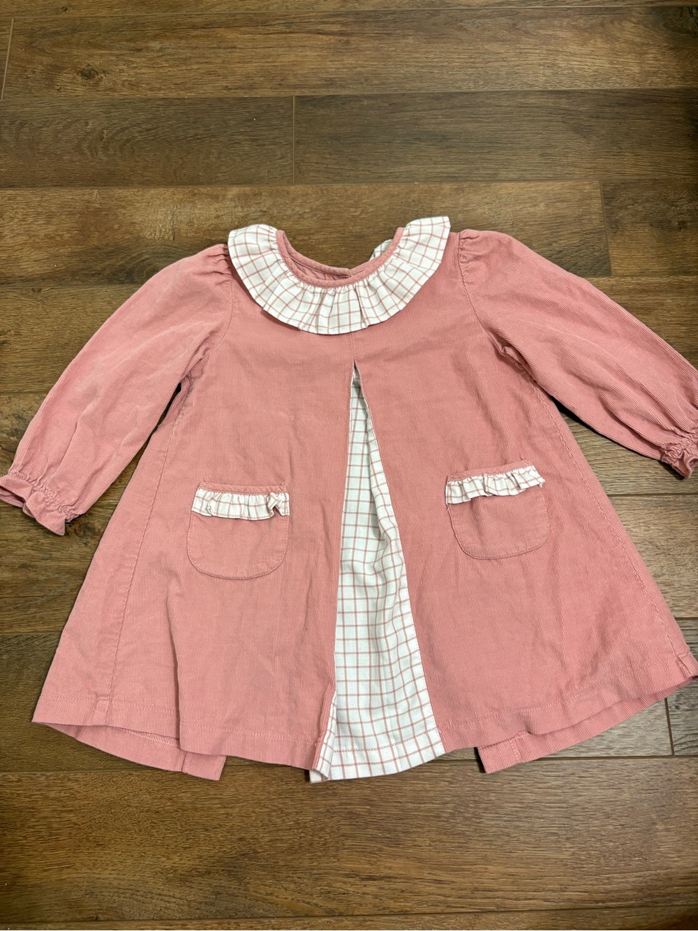 Shrimp & Grits Kids Girls 3T Pink Corduroy Plaid Collar Dress